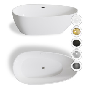 Wanna Gullfoss 170 x 75 cm wolnostojąca Akrylowa biała system przelewowy