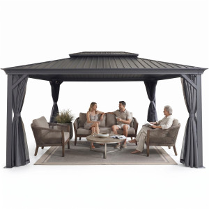Pawilon Ogrodowy Margarita 3.65 x 4.85m Wiata ogrodowa Corciano Stalowy dach