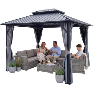 Pawilon Ogrodowy Borneo II 3 x 4.25m Wiata ogrodowa Corciano Stalowy dach