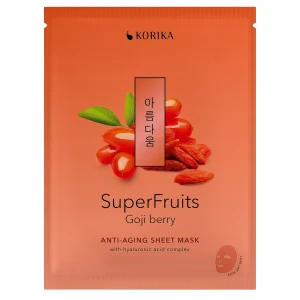 KORIKA - Superfruits Anti-aging Sheet Mask Goji Berry – Anti-Falten-Tuchmaske für das Gesicht – 1 Stück/25g