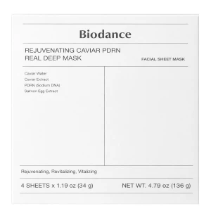 Biodance - Rejuvenating Caviar PDRN Real Deep Mask - Set aus Kollagen-Tuchmasken mit PDRN - 4 Stk./34g