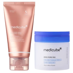 Medicube - Sada Smoothing Night Duo - Peelingujúce pleťové tampóny - 70ks / 155 ml + Nočná peel-off maska - 75 ml