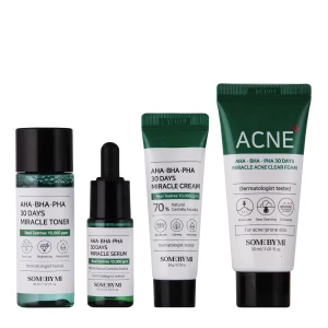 Some By Mi - AHA BHA PHA 30 Days Miracle AC SOS Kit - Ošetrujúca sada s AHA, BHA a PHA kyselinami - Čistiaca pena - 30ml+Tonikum - 30ml+Sérum - 10ml+
