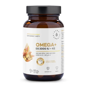 Aura Herbals - Omega+ Vitamín D3 2000 IU + K2 - Kapsule - 60 ks
