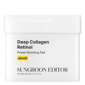 Sungboon Editor - Deep Collagen Retinol Power Boosting Pad - Ošetrujúce pleťové tampóny s kolagénom a retinolom - 190ml/ 100ks