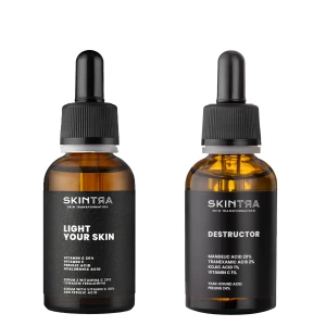 SkinTra - Sada Vitamin C & Peel Duo - Rozjasňujúce sérum s vit. C - 30 ml + Exfoliačný kyselinový peeling - 30 ml