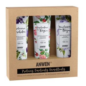 Anwen - Orchidea, ruža a orgován - Sada 3 kondicionérov pre vysokopórovité vlasy - Hydratačný orgován 100ml + Proteínová orchidea 100ml + Zmäkčujúca