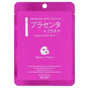 Mitomo - Placenta + Platinum Essence Mask - Plátienková maska s platinou a fyto - placentou - 1ks/25g