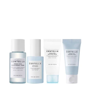 SKIN1004 - Madagascar Centella Hyalu-Cica Travel Kit - Cestovná sada kozmetiky pre suchú a citlivú pleť - Tonikum 30ml + Sérum 30ml + Krém 30ml + Noč