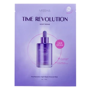 Missha - Time Revolution Night Repair Ampoule Mask 5x - Spevňujúca textilná maska s fermentovaným lyzátom Bifida - 40g
