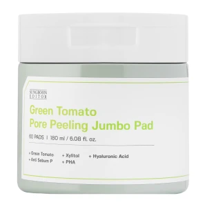 Sungboon Editor - Green Tomato Pore Peeling Jumbo Pad - Peelingujúce pleťové tampóny - 60 ks / 180 ml