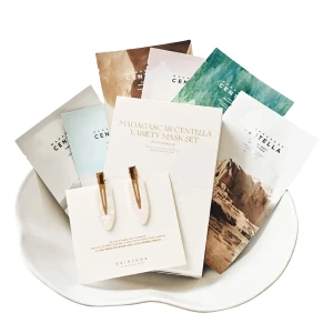 SKIN1004 - Madagascar Centella Variety Mask Set - Sada 6 plátenných masiek so sponkami do vlasov - Čistiaca maska 23ml + Rozjasňujúca maska 25ml + Vy