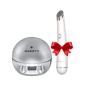 Garett Beauty - Pretty Face + Glow Eye - Sada na masáž tváre a okolia očí - Silver+White - Masážny prístroj na tvár 1ks + Masážny prístroj pre očné o