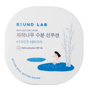 Round Lab - Birch Juice Moisturizing Sun Cushion SPF50 - Hydratačný opaľovací krém s brezovou šťavou - 15g