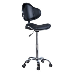 Taboret kosmetyczny z oparciem C-9933 czarny