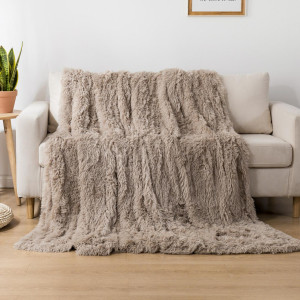 KOC/NARZUTA WŁOCHACZ 160x200 CAPPUCINO DWUSTRONNY SHAGGY
