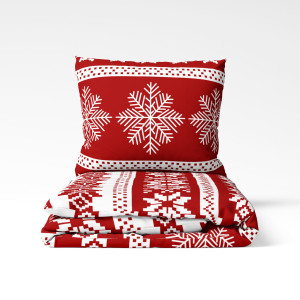 Komplet Pościeli 160x200 z 2 Poszewkami 70x80 Wzór Świąteczny Winter Wonderland