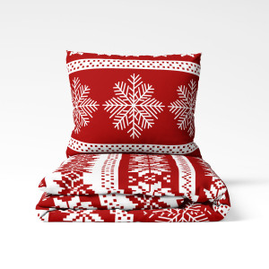 Komplet Pościeli 220x200 z 2 Poszewkami 70x80 Wzór Świąteczny Winter Wonderland