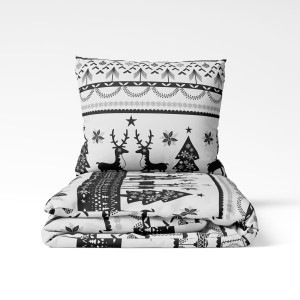 KOMPLET POŚCIELI ŚWIĄTECZNEJ 3D 160x200 BLACK&WHITE
