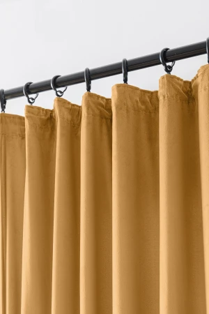 ZASŁONA WELUROWA NA TAŚMIE 140x270 MUSTARD ZACIEMNIAJĄCA