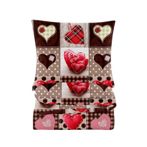 Komplet Pościeli ŚWIĄTECZNA HEARTS 200x200 + 2 70x80