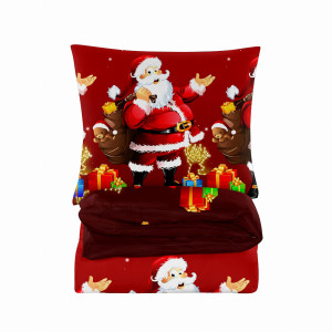 KOMPLET POŚCIELI 3D 160x200 ŚWIĘTA HAPPY SANTA