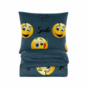 Komplet Pościeli 200x200 z 2 Poszewkami 70x80 Wzór Smile Emoji