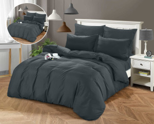 Komplet Pościeli Szarej Dwuosobowej 140x200 z 2 Poszewkami 70x80