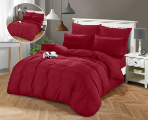 Komplet Pościeli Bordo Dwuosobowej 200x200 z 2 Poszewkami 70x80
