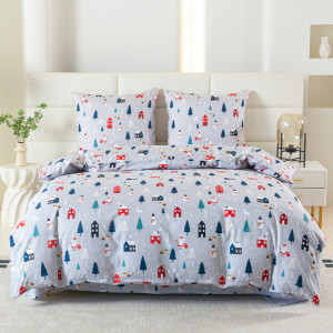 Komplet Pościeli Dwuosobowej Świąteczna Szara 220x200 z 2 Poszewkami 70x80