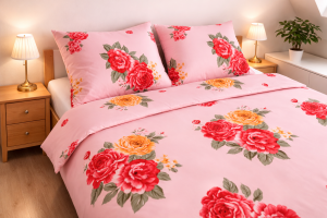 Komplet Pościeli Dwuosobowej Kwiaty Róża 160x200 z 2 Poszewkami70x80