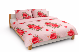 Komplet Pościeli Dwuosobowej Kwiaty Róża 220x200 z 2 Poszewkami70x80