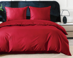 Komplet Pościeli z Adamaszku 160x200 Czerwona, Bawełna Premium + Prześcieradło