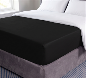 Prześcieradło z Gumką 200x200 Czarne, Zakładka 25cm, 100% Bawełna Premium, Grube, Gładkie, Na Duże Łóżko