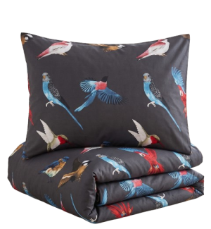 KOMPLET POŚCIELI CZARNA PAPUGI 200x200 WORLD BIRD