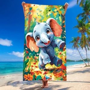 Ręcznik Plażowy 100x180 cm – Mikrofibra – Słoń
