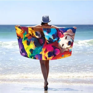 Ręcznik Plażowy 100x180 cm – Mikrofibra – Psy