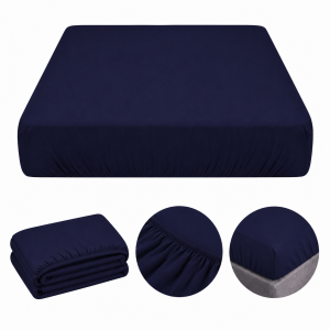Prześcieradło z Gumką 140x200 Granatowe, Zakładka 25cm, 100% Bawełna Premium, Ciemnoniebieskie, Grube i Miękkie