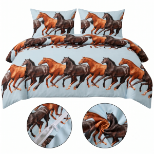 Komplet pościeli Dwuosobowej HORSE 200x200 + 2 70x80