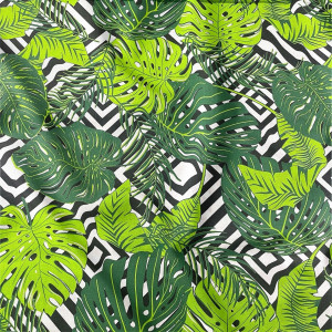 Tkanina bawełniana - monstera dżungla na zygzaku