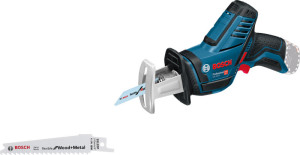 Bosch Akku-Säbelsäge GSA 12V-14, SDS-System, LED-Licht, inkl. 2 Sägeblätter, kompatibel mit 12V-Akkus