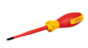 Bosch Schraubendreher PH1x100, VDE-geprüft bis 1000V, TPE-isoliert, Softgrip, ergonomisch, S2-Klinge