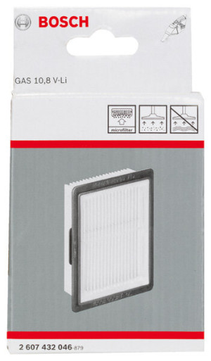 Bosch Faltenfilter für GAS 10.8 V-LI / GAS 12V – Ersatzfilter, kompatibel mit EasyVac 12, flacher Plisseefilter
