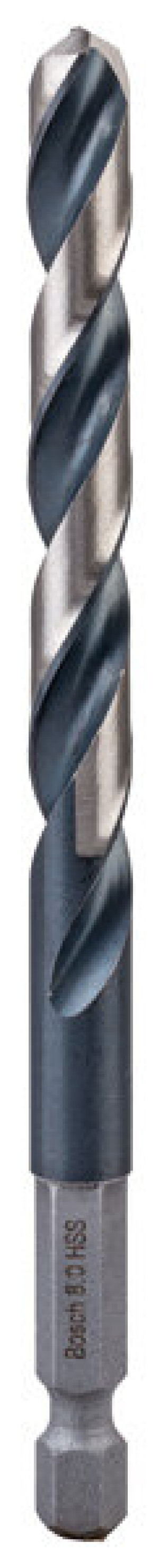 Bosch HSS-Hex-Schaft Spiralbohrer 8,0 mm, Impact Control, oxidbeschichtet, präzisionsgefräst, für Metall & Kunststoff