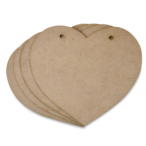 Ozdoby z płyty MDF decoupage 4xSerce 15x13 cm