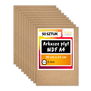 Płyta MDF do cięć laserem 300x210x3mm, A4x50 szt