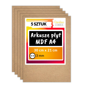 Płyta MDF do cięć laserem 300x210x3mm, A4x5 szt