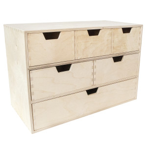 Mini komoda drewniana organizer na biurko 6 szuflad