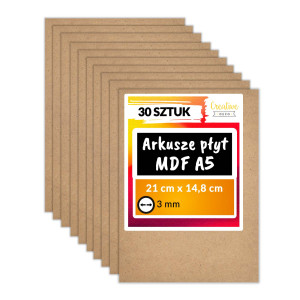 Płyta MDF do cięć laserem 210x148x3mm, A5x30 szt