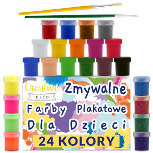 Farby plakatowe zestaw dla dzieci 24 koloryx20ml